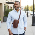 Full-Grain Leather Phone Crossbody Bag – Cambridge Phone Wallet Pouch by MiamiLeathers.com
