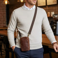 Full-Grain Leather Phone Crossbody Bag – Cambridge Phone Wallet Pouch by MiamiLeathers.com
