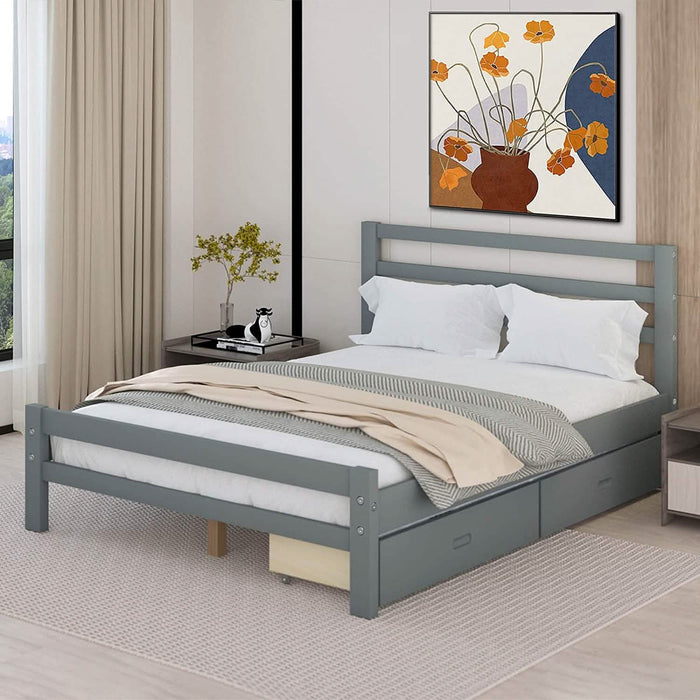 Full Platform Bed Frame with Two Storage Drawers by DailySale