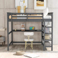 Full Size Loft Bed with Under-bed Desk and Storage Shelves by DailySale