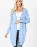 Full Sleeve Long Snap Cardigan - Spring Blue by Boutique 23