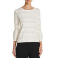 Avec Women's Pointelle Bell Sleeve Top, White, Size Large by Vanessa Jane