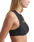 DKNY Womens Black Logo Stretch Zippered Sporty Swimsuit Top by Vanessa Jane