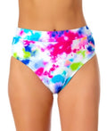 California Waves Tie-Dyed High-Waist Bikini Bottoms by Vanessa Jane