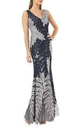 Js Collection Ribbon Soutache Floral Leaf Bodycon Mermaid Gown by Vanessa Jane