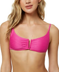 ONeill Neon Pink Saltwater Solids Textured Bikini Swim Top, Us Large by Vanessa Jane