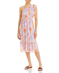 Aqua Abstract Print One Shoulder Dress, Size Small by Vanessa Jane