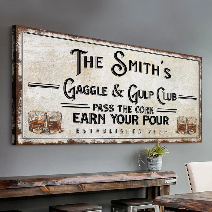 Gaggle & Gulp Club Sign by Tailored Canvases