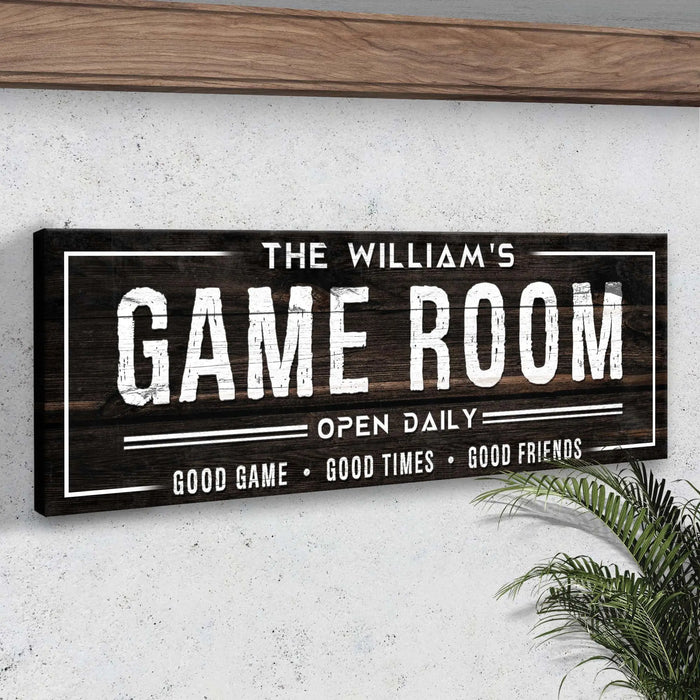 Game Room Dark Wood Sign by Tailored Canvases