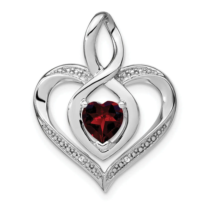 Garnet and Diamond Heart In Heart Pendant by Fine Color Jewels