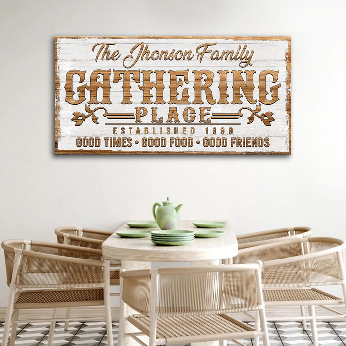 Gathering Place Personalized Sign II by Tailored Canvases