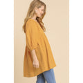 Gauze Slub V-neck Frayed Edge Detail Tunic Dress by DailySale