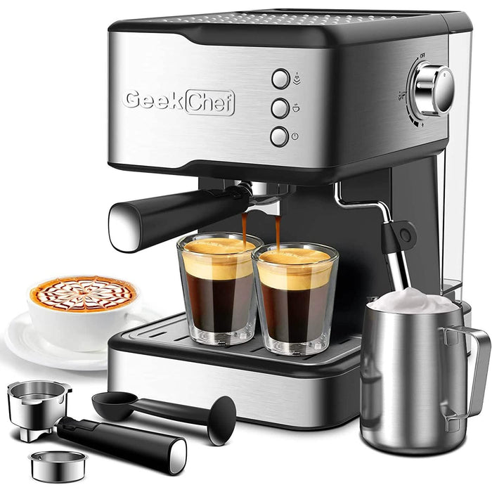Geek Chef Espresso Machine Coffee with Milk Frother Steam Wand by DailySale
