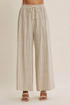 Gentle Breeze Floral Stripe Wide-Leg Pants With Pockets