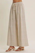 Gentle Breeze Floral Stripe Wide-Leg Pants With Pockets by Boutique 23