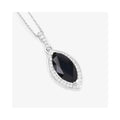 Genuine 10K Blue Sapphire and Diamond Marquise Pendant by Fine Color Jewels