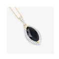 Genuine 10K Blue Sapphire and Diamond Marquise Pendant by Fine Color Jewels