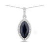 Genuine 10K Blue Sapphire and Diamond Marquise Pendant