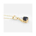 Genuine 10K Blue Sapphire and Diamond Solitaire Pendant by Fine Color Jewels