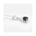 Genuine 10K Blue Sapphire and Diamond Solitaire Pendant by Fine Color Jewels
