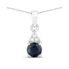 Genuine 10K Blue Sapphire and Diamond Solitaire Pendant