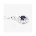 Genuine 10K Blue Sapphire Diamond Cocktail Pendant by Fine Color Jewels