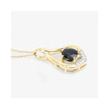 Genuine 10K Blue Sapphire Diamond Cocktail Pendant by Fine Color Jewels