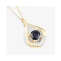 Genuine 10K Blue Sapphire Diamond Cocktail Pendant by Fine Color Jewels