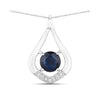 Genuine 10K Blue Sapphire Diamond Cocktail Pendant