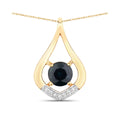 Genuine 10K Blue Sapphire Diamond Cocktail Pendant by Fine Color Jewels