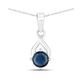 Genuine 10K Blue Sapphire Solitaire Pendant by Fine Color Jewels