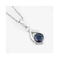 Genuine 10K Blue Sapphire Solitaire Pendant by Fine Color Jewels