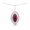 Genuine 10K Pink Ruby and White Diamond Pendant