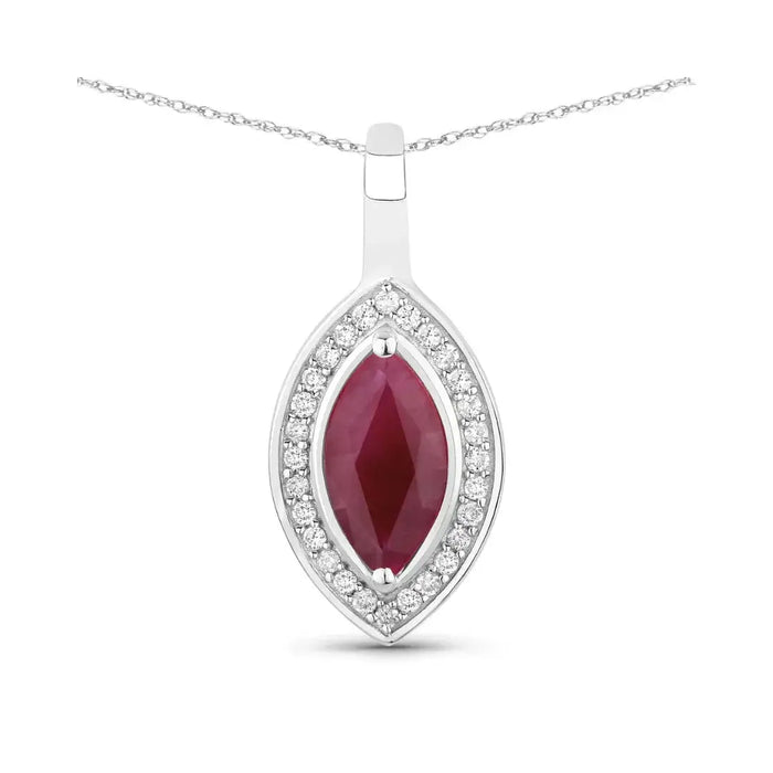 Genuine 10K Pink Ruby and White Diamond Pendant by Fine Color Jewels