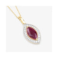 Genuine 10K Pink Ruby and White Diamond Pendant by Fine Color Jewels