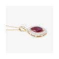 Genuine 10K Pink Ruby and White Diamond Pendant by Fine Color Jewels