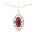 Genuine 10K Pink Ruby and White Diamond Pendant by Fine Color Jewels