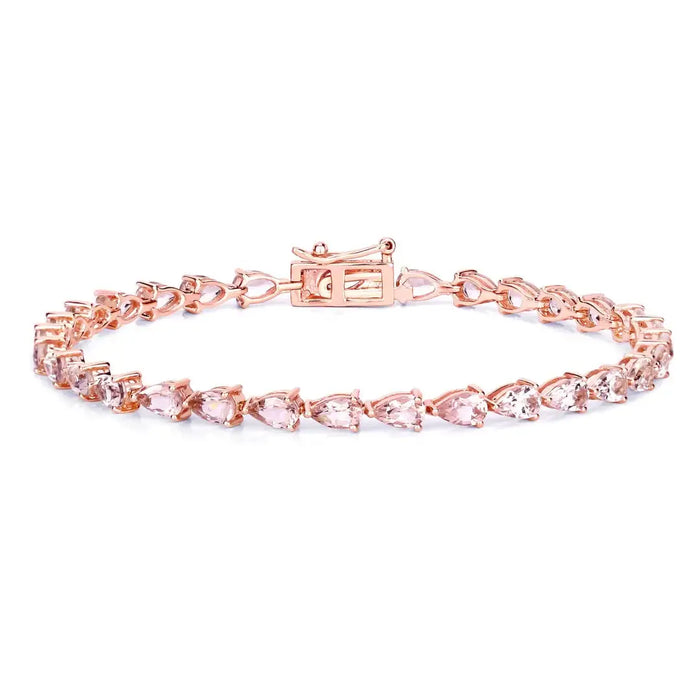 Genuine 10K Rose Gold Morganite Tennis Bracelet by Fine Color Jewels