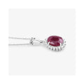 Genuine 10K Ruby and White Diamond Halo Pendant by Fine Color Jewels