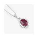 Genuine 10K Ruby and White Diamond Halo Pendant by Fine Color Jewels
