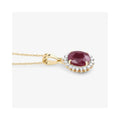 Genuine 10K Ruby and White Diamond Halo Pendant by Fine Color Jewels