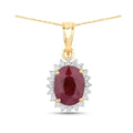 Genuine 10K Ruby and White Diamond Halo Pendant by Fine Color Jewels