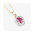 Genuine 10K Ruby and White Diamond Pendant by Fine Color Jewels