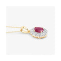 Genuine 10K Ruby and White Diamond Pendant by Fine Color Jewels