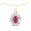 Genuine 10K Ruby and White Diamond Pendant by Fine Color Jewels