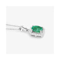 Genuine 10K Zambian Emerald and Diamond Halo Pendant by Fine Color Jewels