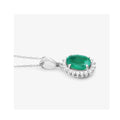 Genuine 10K Zambian Emerald and Diamond Pendant Halo by Fine Color Jewels