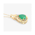 Genuine 10K Zambian Emerald Diamond Crossover Pendant by Fine Color Jewels