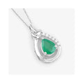 Genuine 10K Zambian Emerald Diamond Crossover Pendant by Fine Color Jewels