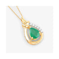 Genuine 10K Zambian Emerald Diamond Crossover Pendant by Fine Color Jewels